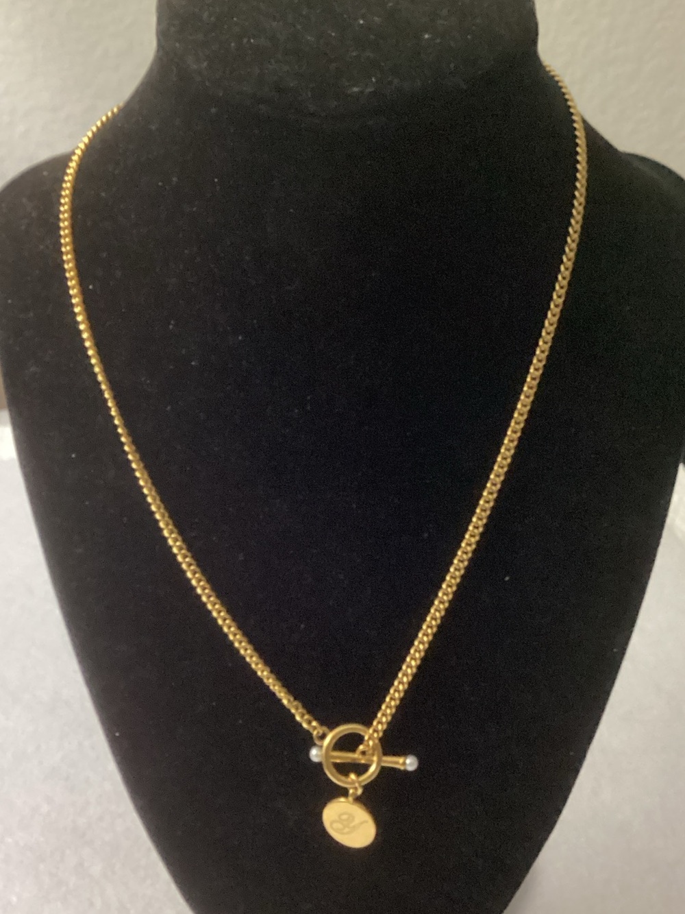Brook & York Gold-Tone Toggle Engraved “Y” Pendant Necklace